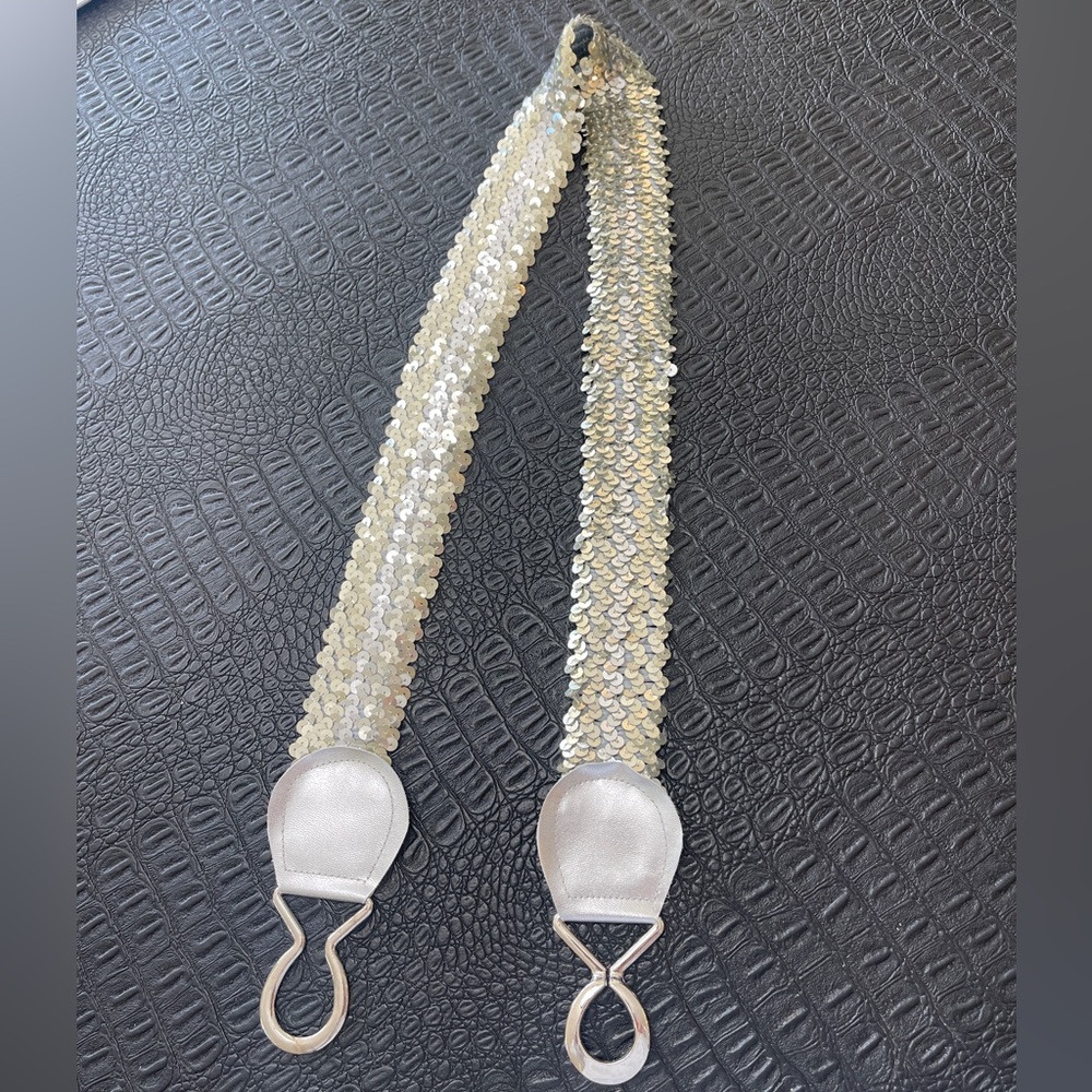 Silver Sequin Streching Belt with Hooks